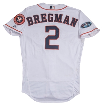 2018 Alex Bregman Postseason Game Used Houston Astros Home Jersey Photo Matched To 10/6/2018 Home Run Game (MLB Authenticated & Resolution Photomatching)